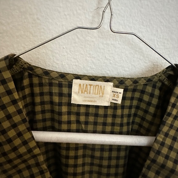 Nation LTD Sonja Top - Black and Olive Gingham NWT - Picture 5 of 7